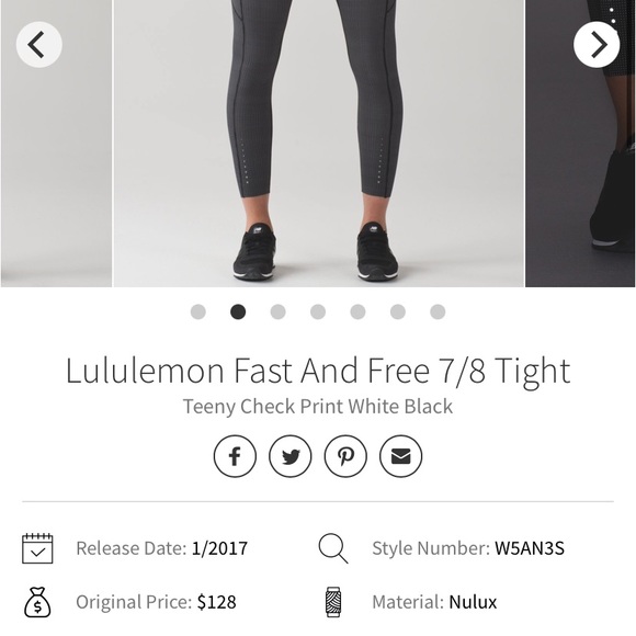 LULULEMON RARE Teeny check white and black!! SIZE 4 FAST FREE 7/8 TIGHT. - Picture 14 of 14